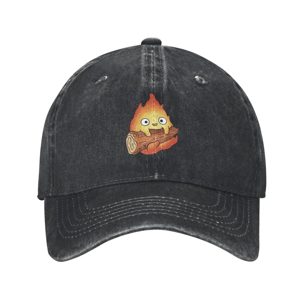 Calcifer Hiking Baseball Cap Structured Fit Sports And Fitness Vintage Washed Denim Hat