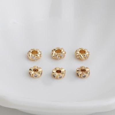 14K Gold-Filled Zircon Twisted Hexagonal Spacer Beads for Jewelry Making