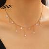Scratch Resistant Necklace Layered Tassel with Zircon Gold Chain