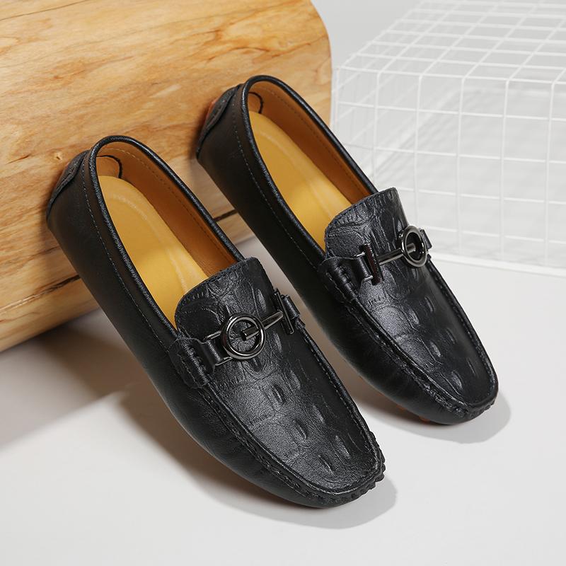 Fashion Stylish Style Men Casual Shoes Comfortable Loafers Crocodile Pattern Male Slip on Flats Leisure Walk Man Moccasins Driving Shoes