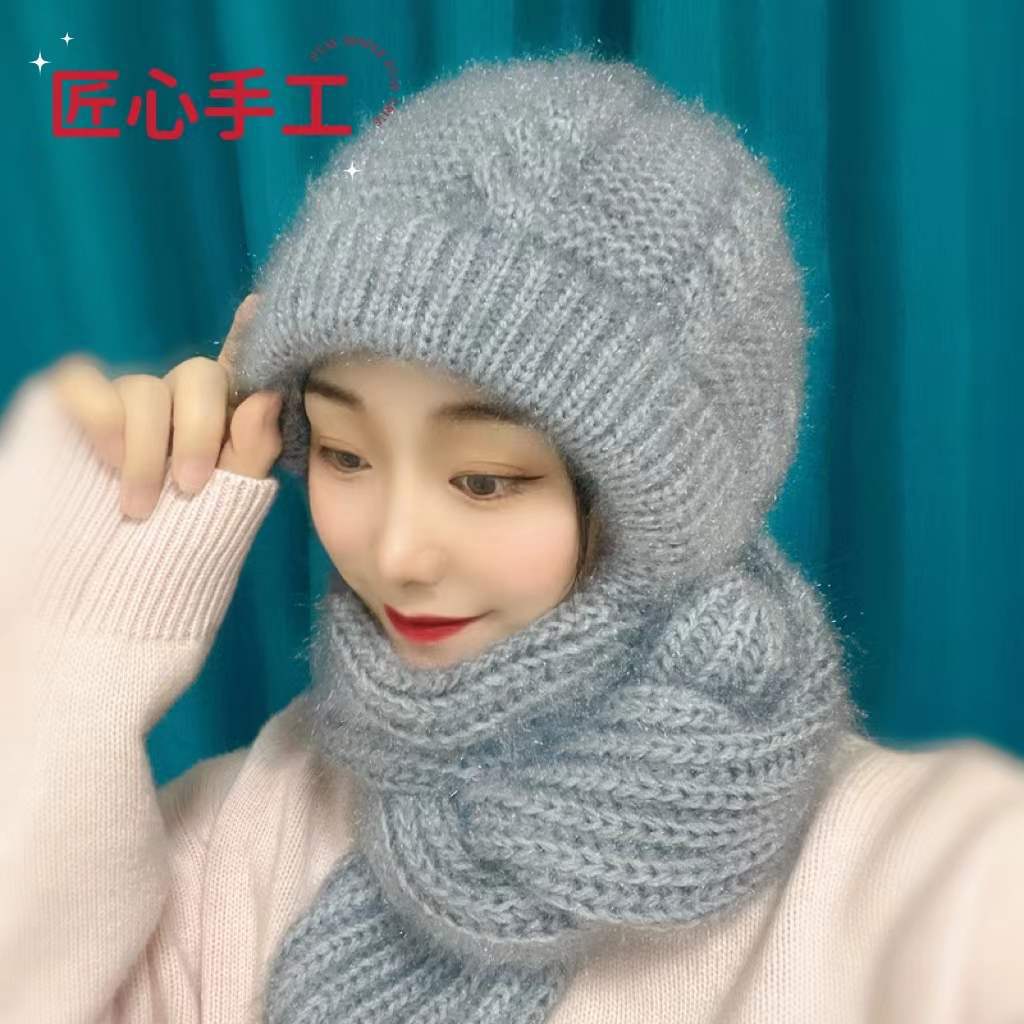 Autumn and winter female squirrel fleece cover hat wool hat knitted hat handmade hat warm ear protection wind and cold resistance little cutie