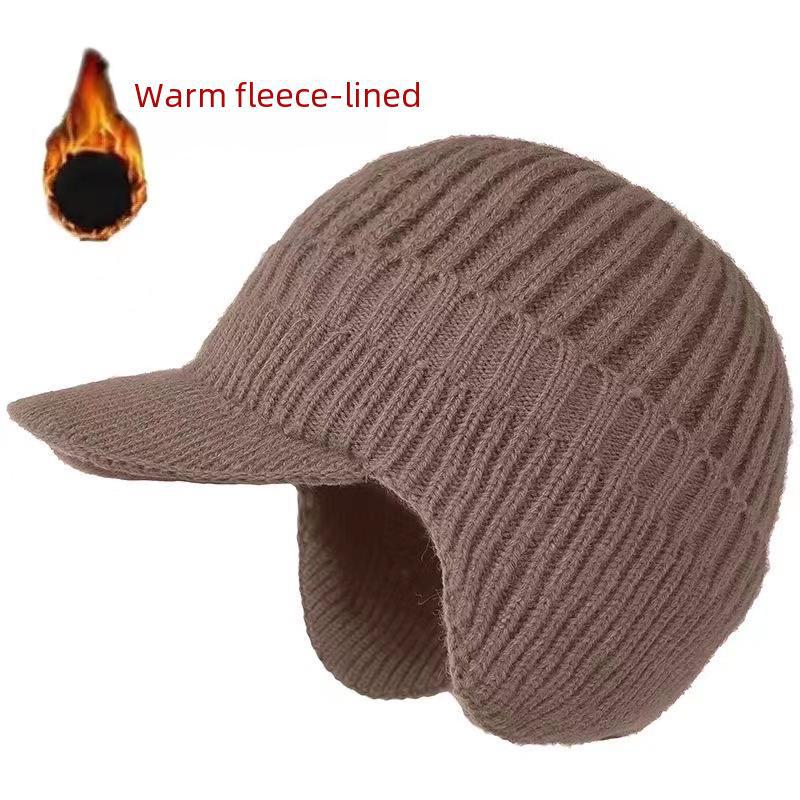 Men's Knitted Wool Hat with Ear Protection for Autumn and Winter - Velvet-Lined and Thickened for Warmth; Ideal Outdoor Hat for the Elderly.