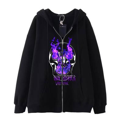 2023 European and American Spring and Autumn Dark Hip Hop Gothic Harajuku Y2K Zipper Hoodie Men's and Women's Coat Sweater