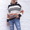 Pullover Striped Sweater Amazon Autumn and Winter Sweater Bottoming Shirt Striped Intercolor Knitted Sweater Street Style Crew Neck Sweater