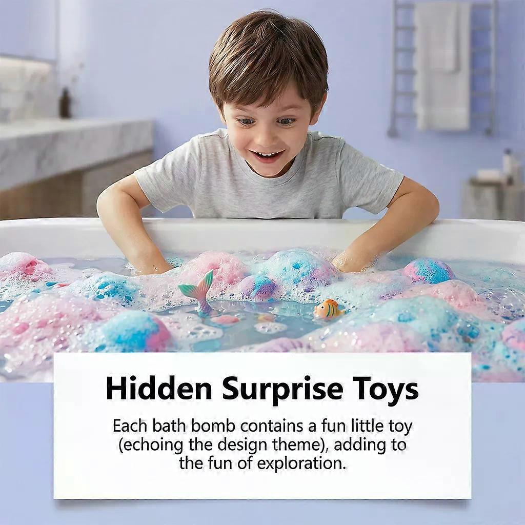 6-Pack Assorted Shape Bath Bombs Gift Set, Mermaid Themed Fizzing Bath Bombs with Rich Lather for Kids