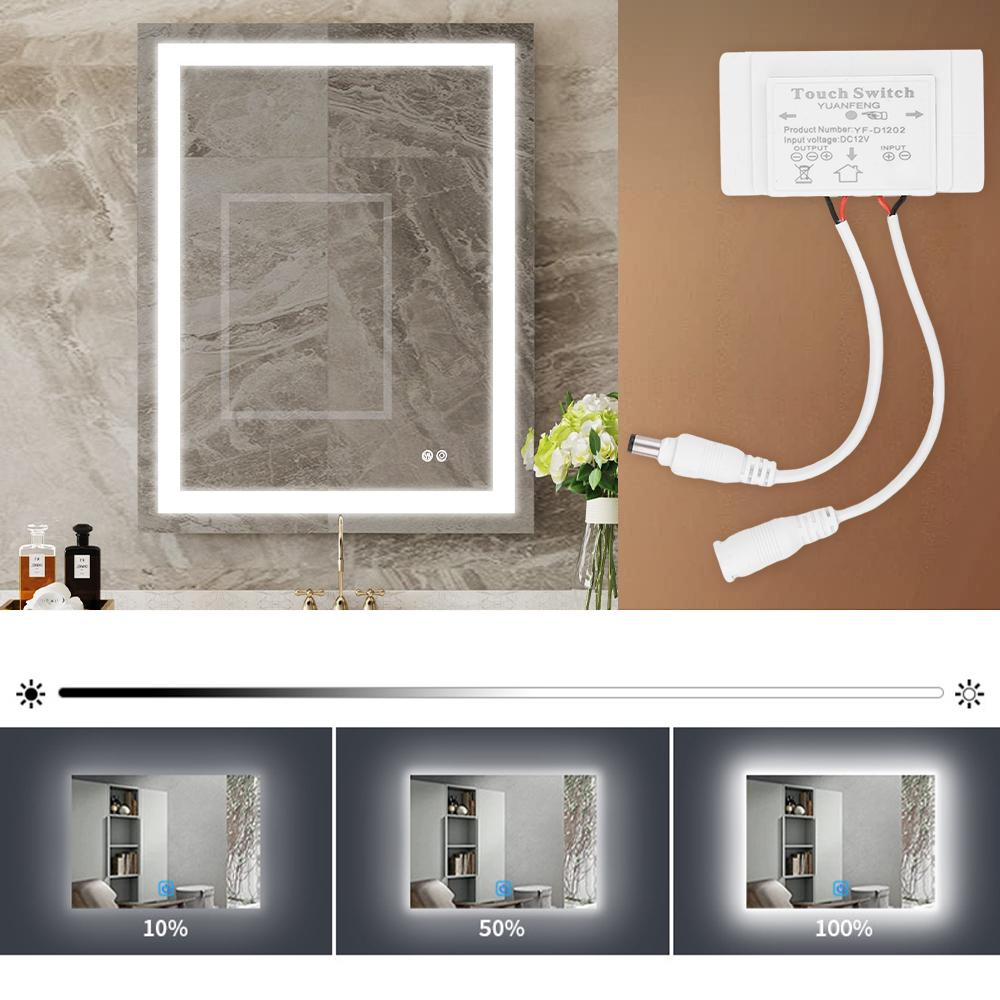 DC 12V 5A Bathroom Mirror LED Dimmer Touch Switch Capacitive CCT Adjustable Touch Sensor Switch For Mirror Light Backlight Decor