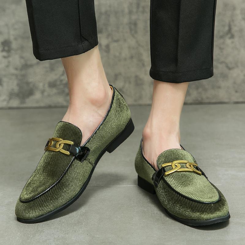 Fashion Mens Luxury Leather Chain Designer Brand Casual Office Dress Loafers Moccasins Wedding Black Male Footwear Shoes for Men 38~46