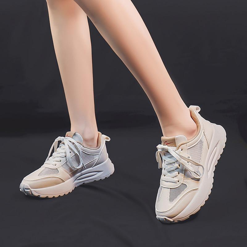 Women's summer mesh casual little white shoes breathable soft sole lightweight running sneakers dad shoes