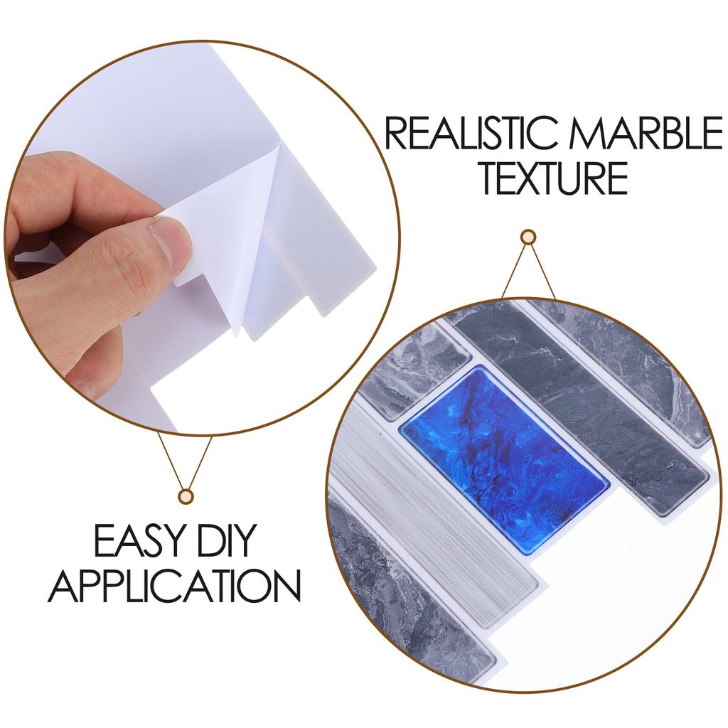 10 Pcs Bath Wall Stickers Home Decor Marble Pattern Tile Kitchen Bathroom Decorative