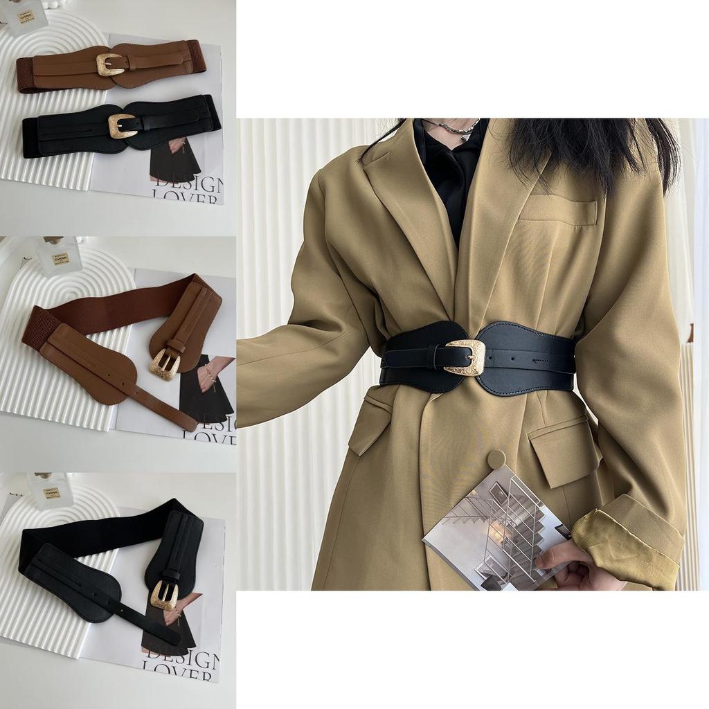 Elegant Adjustable Womens Elastic Waist Belt Designed For Skirts And Jackets Made Of Premium Faux Leather In Black Camel And
