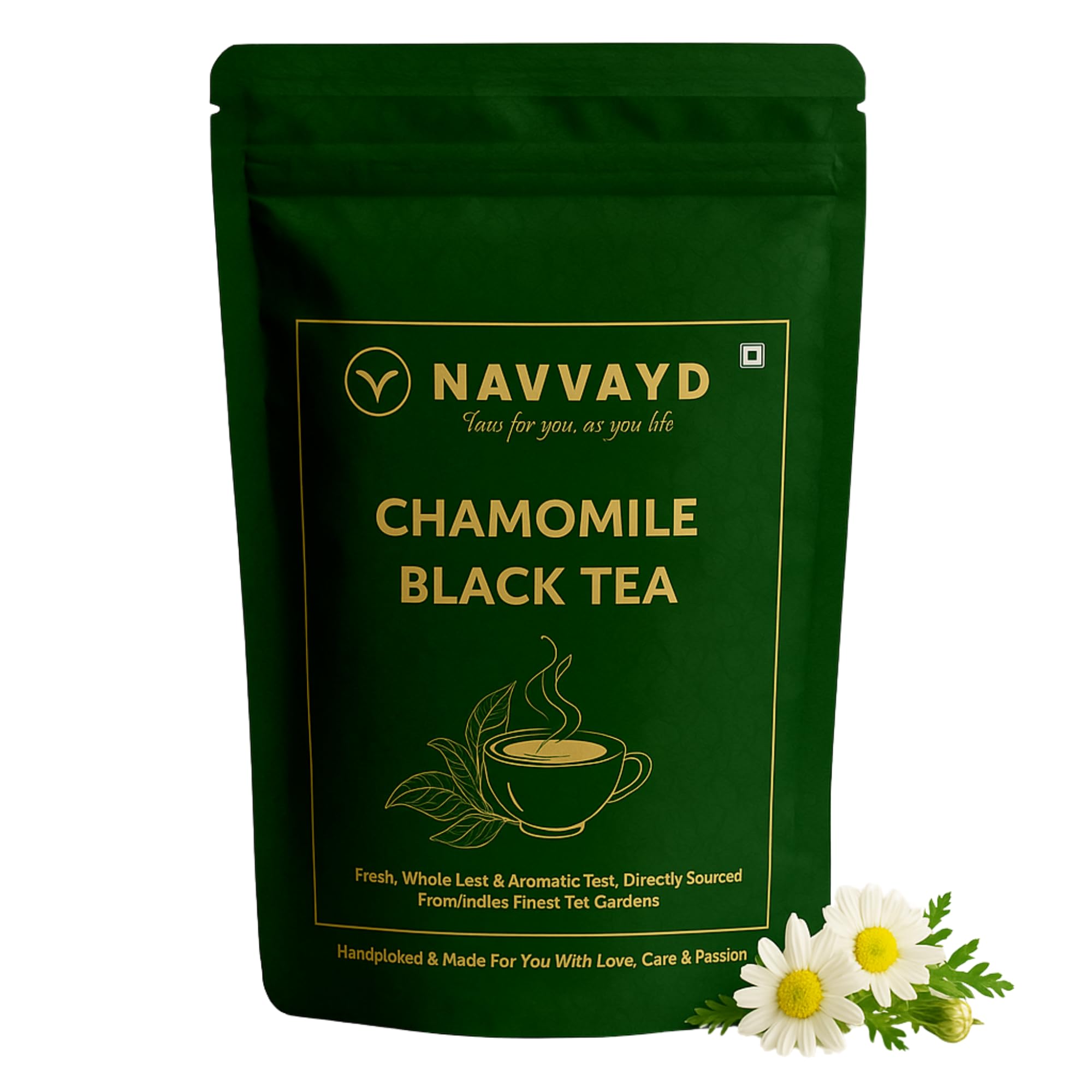 

Navvayd Chamomile Black Tea (100 Gm, 50 Cups), With Chamomile flower for Better Sleep and Relief, Enjoy Hot or Cold