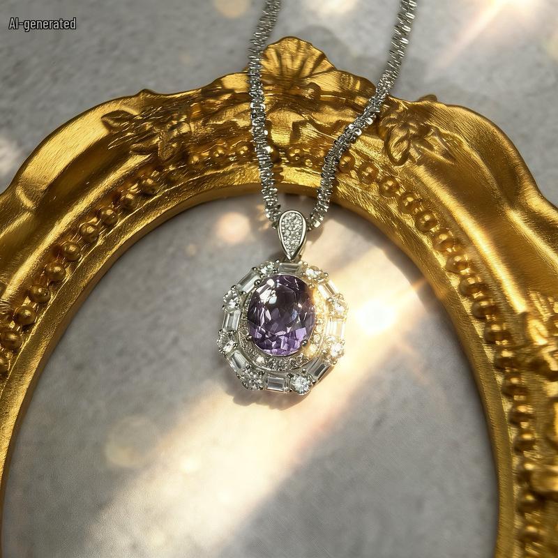 S925 Sterlingsilber Gelber Amethyst Edelsteinring & Damenanhänger mit hohem Karat