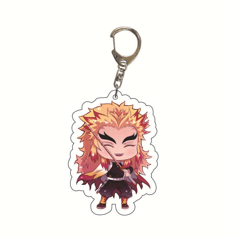Acrylic Anime Keychain Kamado Tanjiro Nezuko Agatsuma Zenitsu Student Bag Charm Pendant Cosplay Accessories Gift