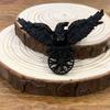 Viking Retro Black Raven Brooch with Runes – Nordic Punk Jewelry Accessory