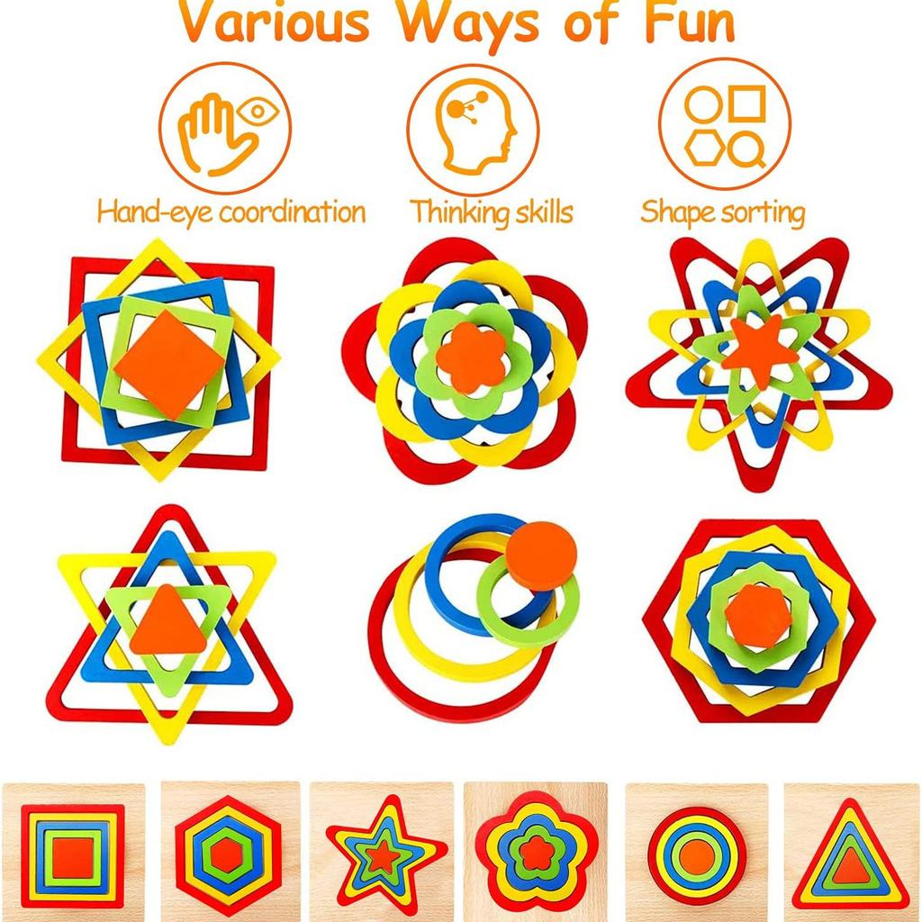 Toddler Puzzles Wooden Toys Montessori Shape Classification Geometric Puzzles Preschool Learning Early Education