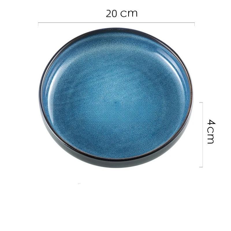 Simple black and white deep soup plate Western dish round dish salad plates frosted ceramic large baked plate household dishes