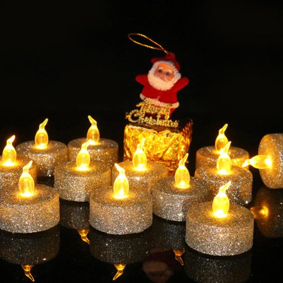 Tea Candle Flameless Smokeless Glitter Lightweight Shining LED Candle Light Christmas Decoration