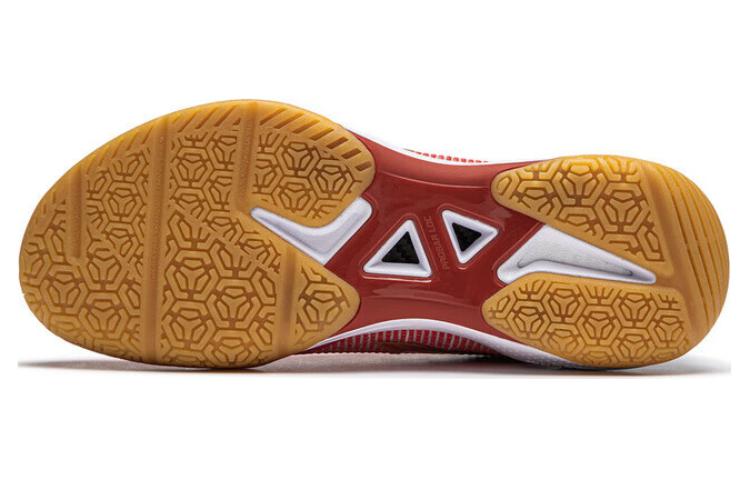 Li Ning Textile, Synthetic Leather Cushioning Slip Resistant Low Top Badminton Shoes Unisex Red AYZU011-1