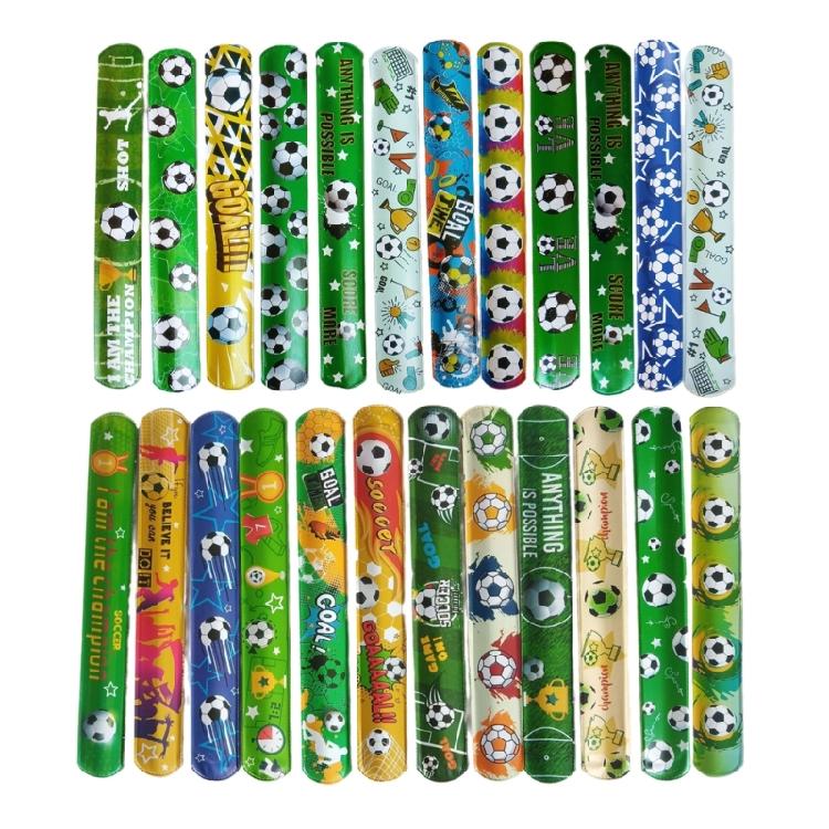 12Pcs Soccer Glove Pattern Slap Bracelets Kids Wristband Football Snap Bracelet