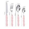 4Pcs/Set Luxury Dinnerware Stainless Steel Spoon and Fork Ceramic Pearl Handle Western Silver Cutlery High-looking Tableware