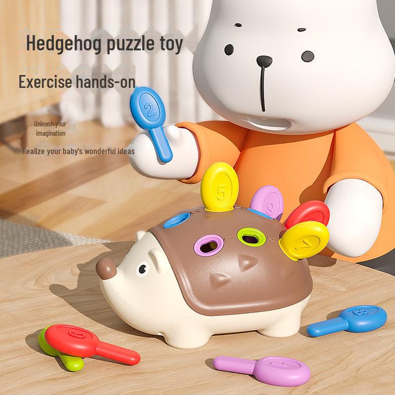 

Развивающие игрушки для мелкой моторики для малышей 1-3 лет - головоломка для координации движений рук и глаз «Ежик»