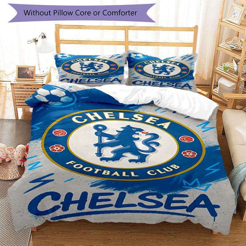 3pcs Football Team (35) Design Cover Set - HD Printed Bedding with 1 Cover and 2 Pillowcases - Perfect for Home and Dorm Decor