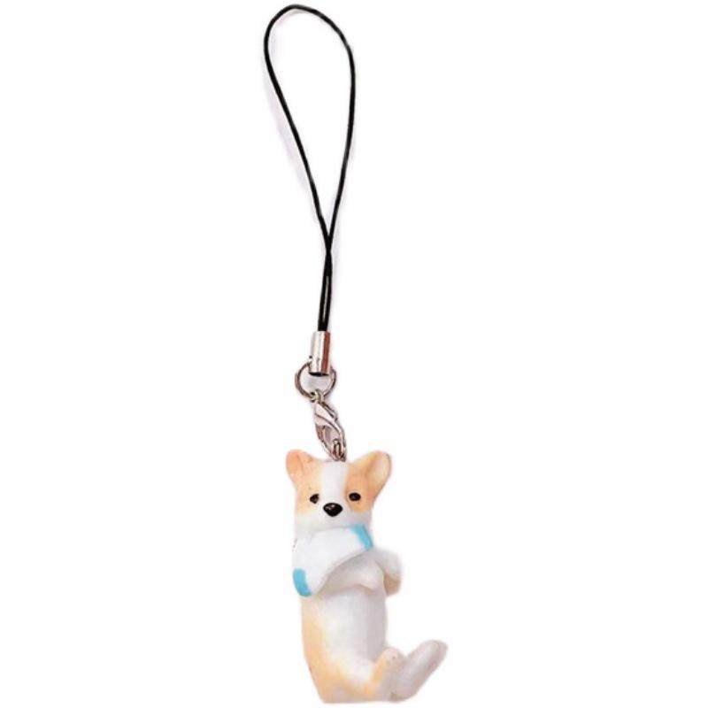 New Design 1 Piece Resin Cartoon Cat Mobile Phone Charm Cute Anime Dog Keychains Lanyard for Keys Phone Strap