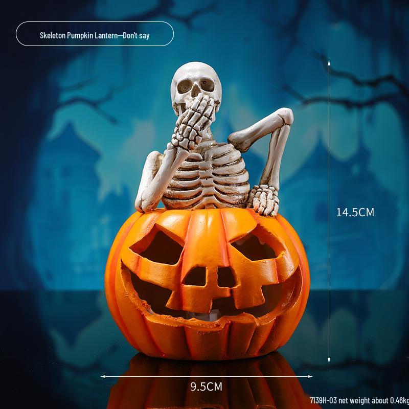 Cross-Border Halloween Skull Resin Ornament - Ghost Festival Decoration for Desktop and Entrance