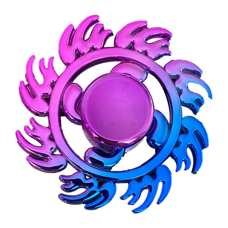 Colorful Finger Spinner Plastic Gradient Stress-Relief Toy Electroplated Metal Color Finger Spinner for Cross-Mirror Supply