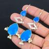 Halloween Sale 925 Sterling Silver Natural Blue Sapphire Drop Earrings Jewelry