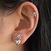 2025 New Arrival White Imitation Pearl Asymmetric Stud Earrings for Women Simple Metal Bow Heart-Shaped Earrings Date Jewelry