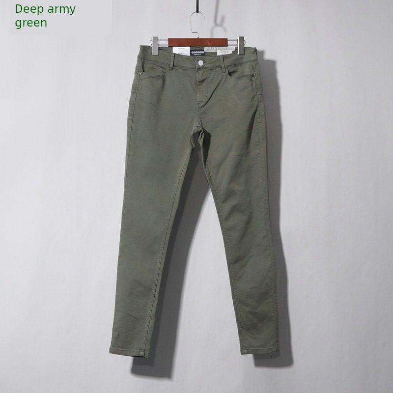 

Узкие Суперэластичные Укороченные Желтовато-коричневые Светло-зеленые Узкие Брюки Deep army green 40