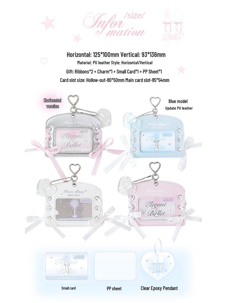 Leather Ballet Lace-Up ID Card Holder - Soft, Compact, Horizontal Design