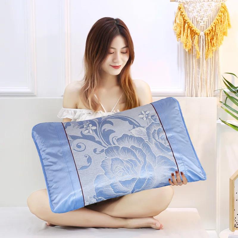1Pc Ice Silk Breathable Polyester Fibre Summer 48x74CM Washable Pillowcase Cool Bedding Household Pillow Cover Comfortable