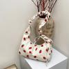 Cute Strawberry Printing Tote Bag Sweet Cherry Underarm Bag Portable Drawstring Shoulder Bag Girls