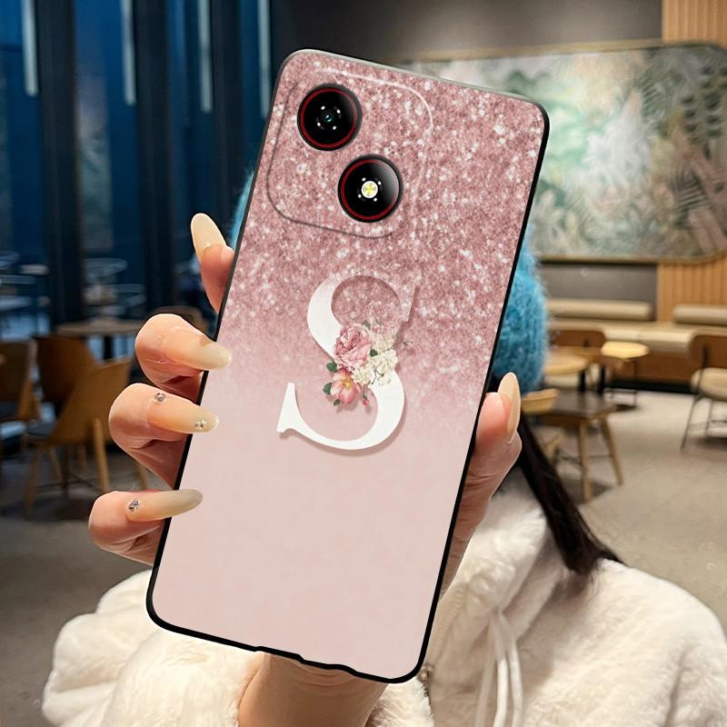 Beautiful Bright Color Couple Phone Case For ZTE Blade A35E Anti-scratch Soft Lucky Initial A-Z Letter Pattern Shell