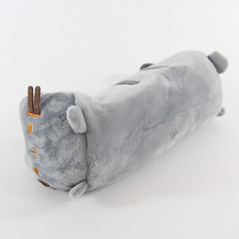 Anime Striped Chubby Gray Cat Plush Toy Pencil Case Student Cartoon Cute Cat Stationery Box Gift Storage Bag for Friends