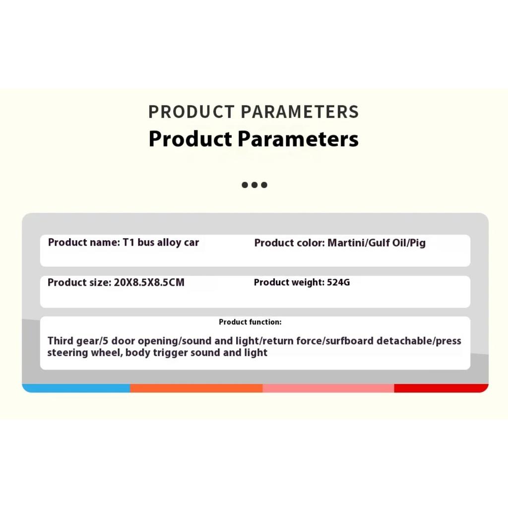 1/24 Volkswagen T1 Bus Gulf Oil Martini Low Ride Wide Body Modifiziert Legierung Metall Diecast Modellauto Sound & Licht Hobby Geschenke Junge