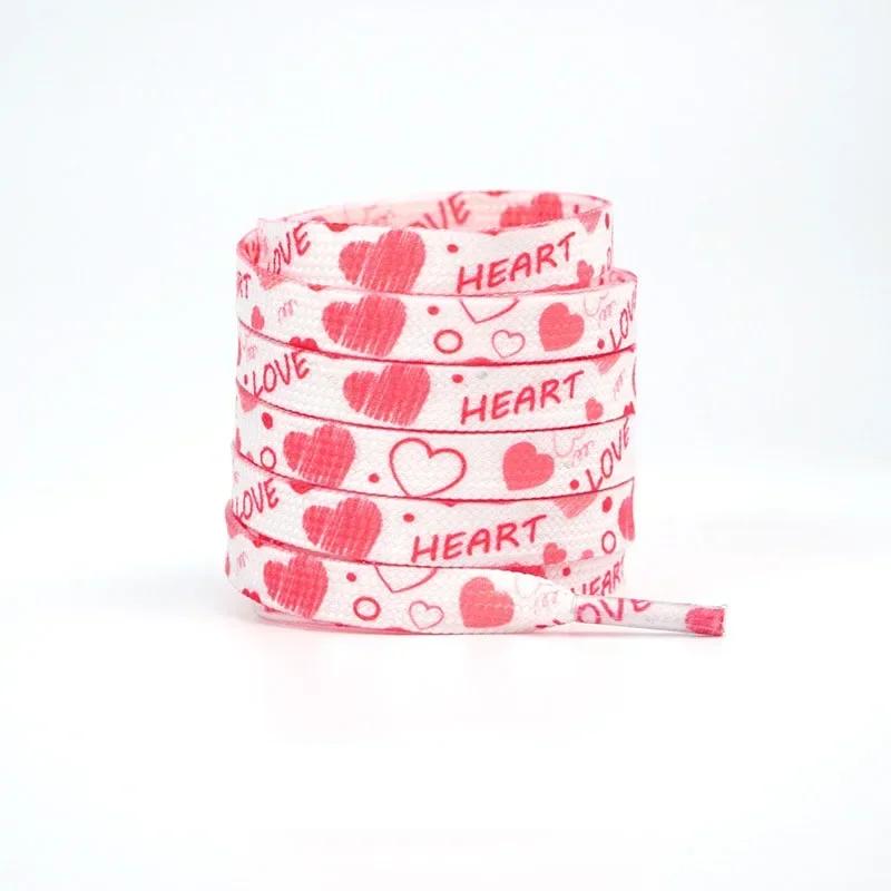 NEW Flat Pink Love Shoelace Personalized Valentine's Day Heart Shoelaces Rope Couples High Canva Sports Shoes Shoe Laces for AF1