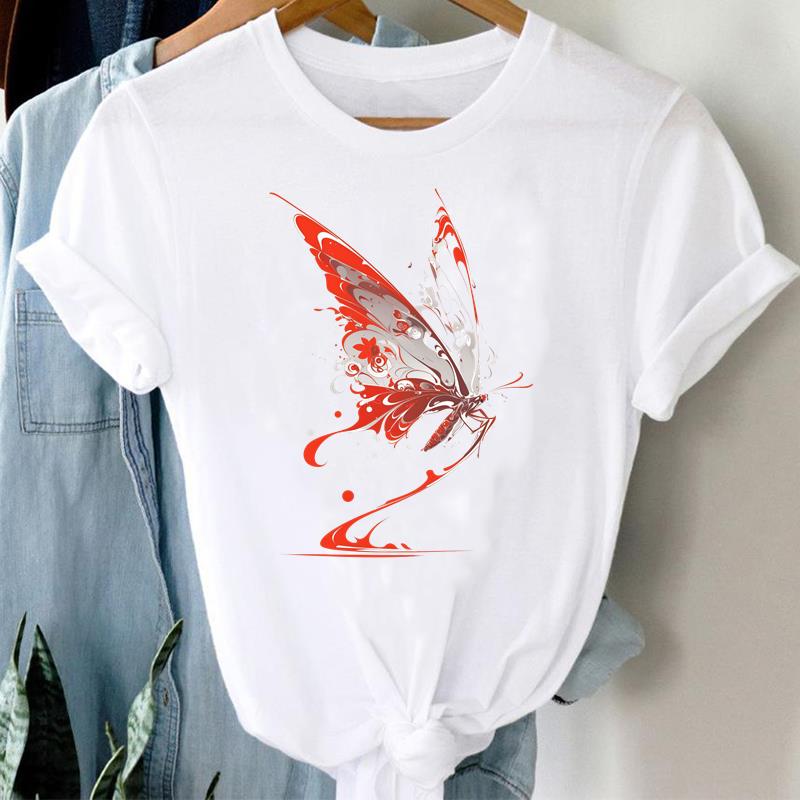 (Asian Size) sweet love trend T Shirt Clothing Lady o-neck Short Sleeve T-shirts Printed Female Top Casual Fashion Women Graphic Tee