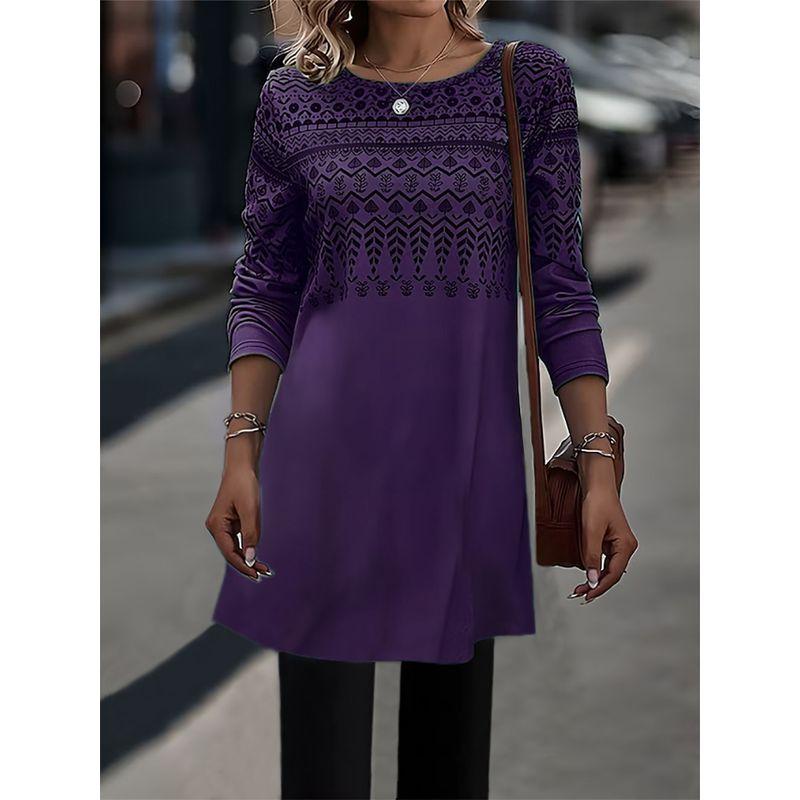 

2024 Printed Medium Length Knited Top Tops Bottoming Shirt Blue M
