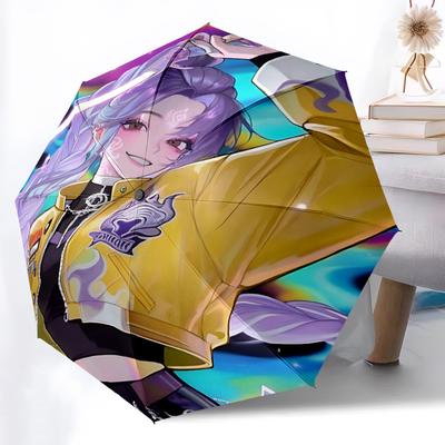 1PC KPop Demon Hunters Automatic Folding Umbrella, Automatic Folding Umbrella with 8 Ribs, Convenient for Outdoor Use 039