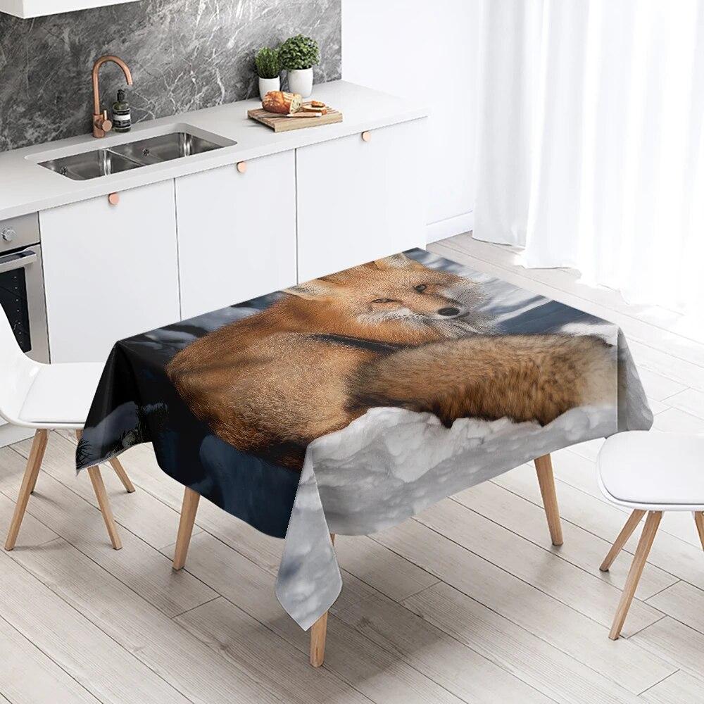 Cute Fox Tablecloth Party Restaurant Table Decoration Waterproof Rectangular  Kawaii New Home Kitchen
