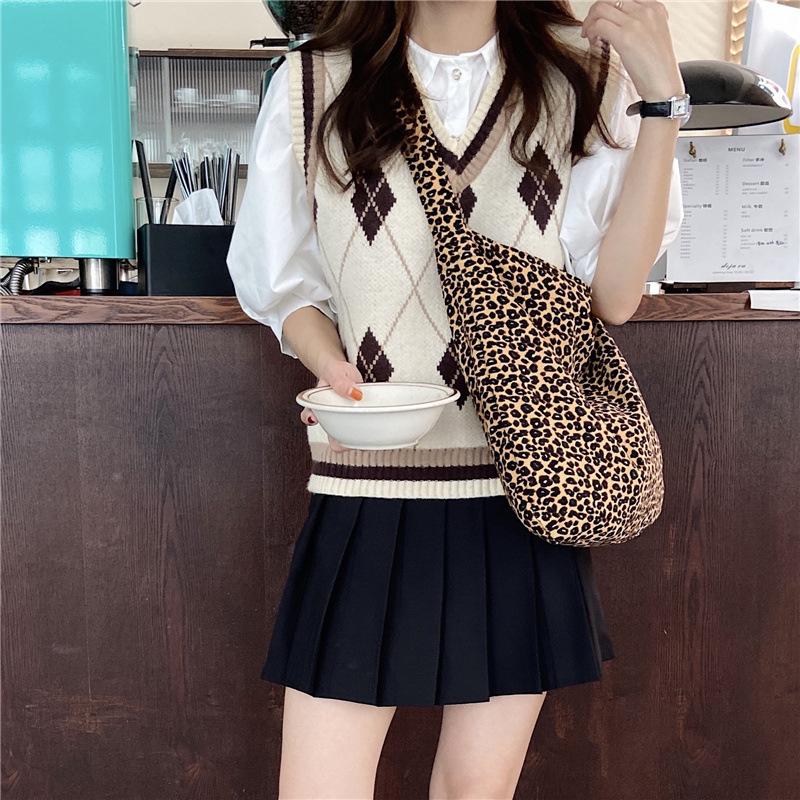 Fashionable Leopard Print Canvas Crossbody Bag - Large Capacity Women's Shoulder Bag