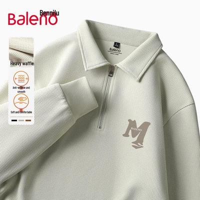 Baleno Herren Waffelstrick Polo Sweatshirt mit halbem Reißverschluss