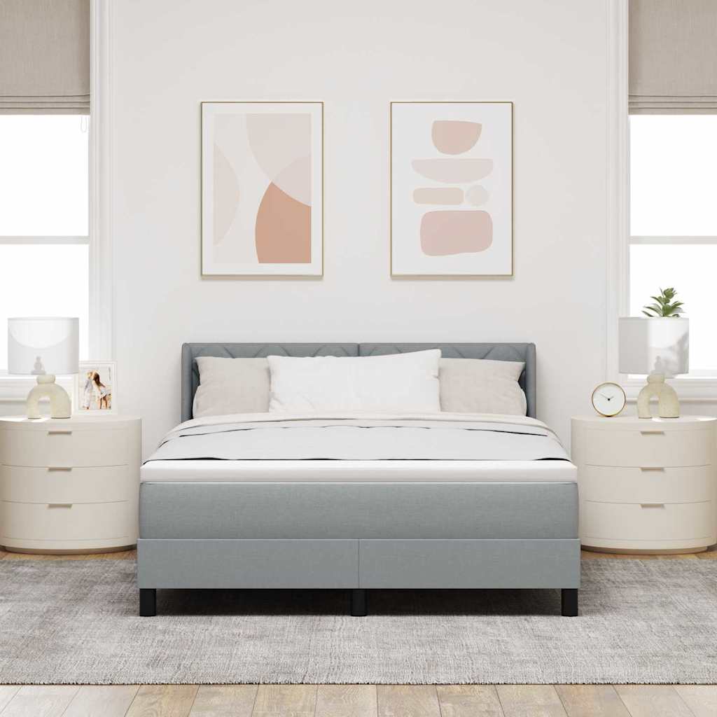 Box Spring Bed with Headboard Light Grey 200 x 140 cm Fabric