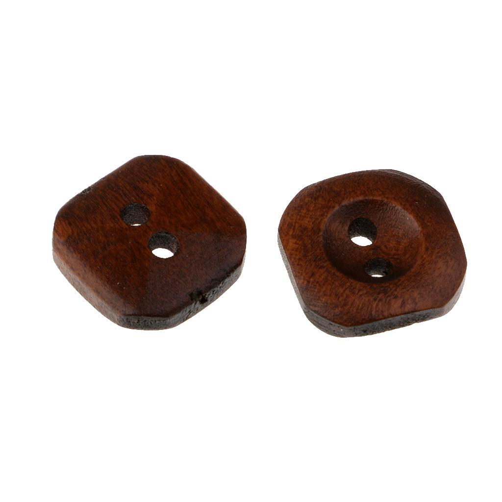 100pcs Square 2-holes Wooden Replacement Buttons Sewing Repair Buttons 13mm