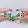 925 Silver Needle Green Flower Earrings For Women Korean Fashion Jewelry Trending Luxury Zircon Leaf Women's Stud Earrings