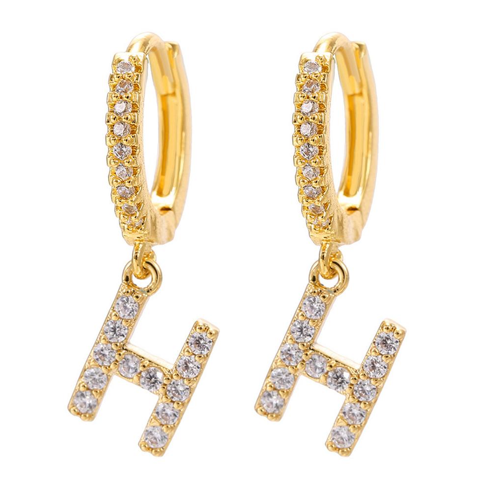 A Pair Of Zircon Earrings With Letters