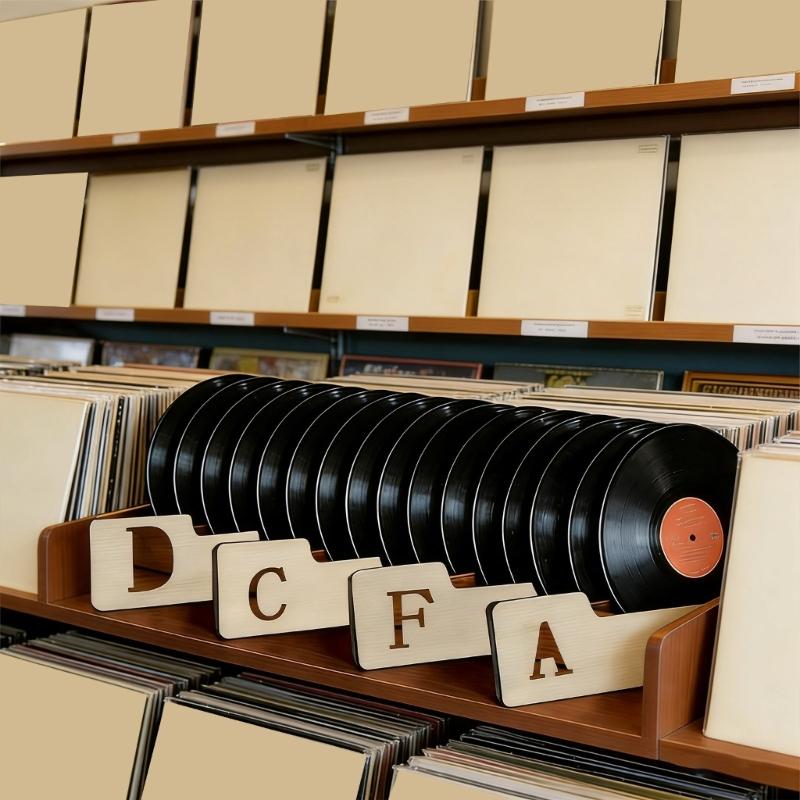 13/26Pcs Wooden Bookcase Separators Numbered Marker For Music Discs And Magazine Storage